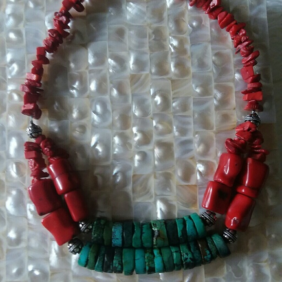Genuine Turquiose and Coral Necklace - Picture 6 of 6